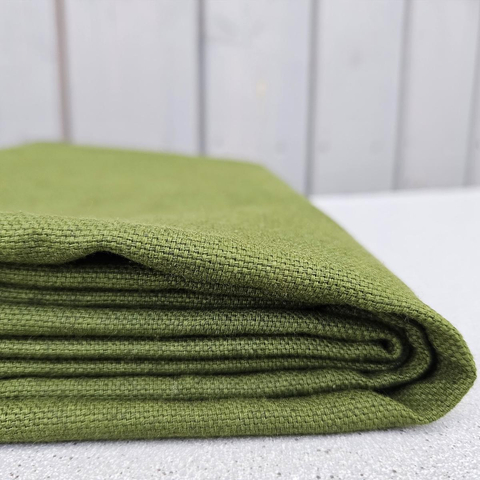 Cotton-hemp fabric GREEN – PANAMA weave (1 m)