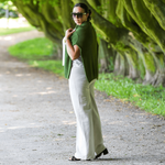 Women cotton-hemp pants with elastic waistband