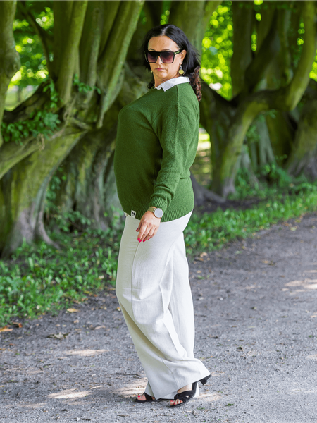 Women cotton-hemp pants with elastic waistband