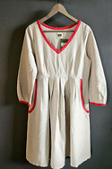 Cotton and hemp dress with red trim