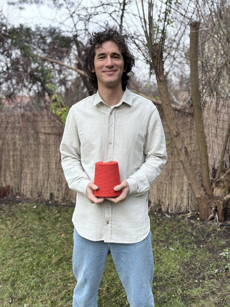 Men's long-sleeved cotton and hemp shirt