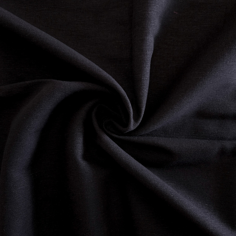 BLACK cotton-hemp fabric - FLAT weave (3 m)