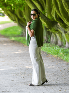 Women cotton-hemp pants with elastic waistband