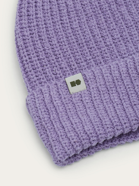 Hemp-cotton beanie with a small logo (lilac)