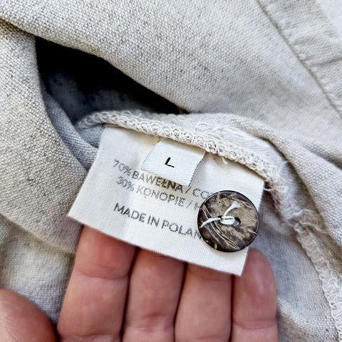 Short-sleeved cotton and hemp shirt, natural