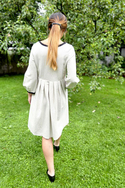 Cotton and hemp dress with black trim