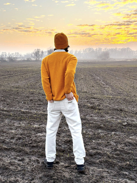 Hemp-cotton sweater - Mustard