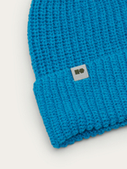 Hemp-cotton beanie with a small logo (turquoise)