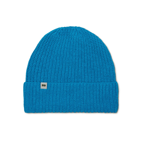 Hemp-cotton beanie with a small logo (turquoise)