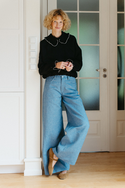 Baggy hemp denim pants