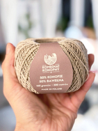 Hemp and cotton yarn, 100 g, natural color