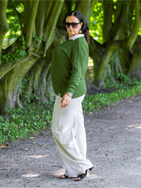 Women cotton-hemp pants with elastic waistband