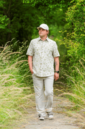 Short-sleeved cotton-hemp printed shirt