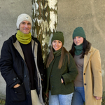 Hemp-cotton beanie with a small logo (olive)
