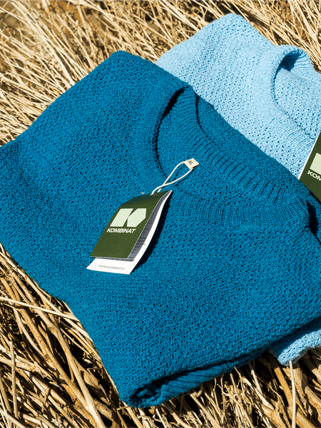 Hemp-cotton sweater - Petrol