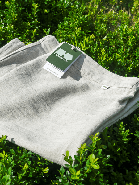Women cotton-hemp pants with elastic waistband