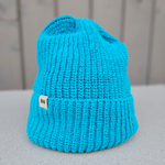 Hemp-cotton beanie with a small logo (turquoise)