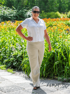 Women cotton-hemp pants with elastic waistband