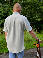 Short-sleeved cotton and hemp shirt, natural