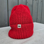Hemp-cotton beanie with a small logo (red)