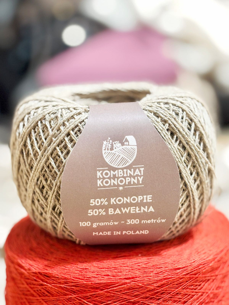 Włóczka konopno-bawełniana 100 g kolor naturalny