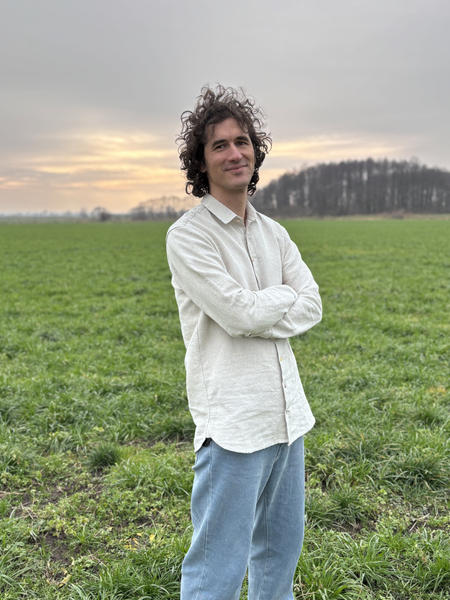 Men's long-sleeved cotton and hemp shirt