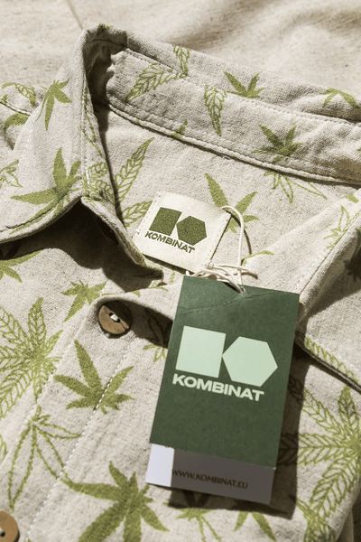 Short-sleeved cotton-hemp printed shirt