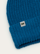 Hemp-cotton beanie with a small logo (petrol)