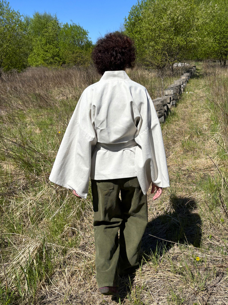 Cotton and hemp natural kimono