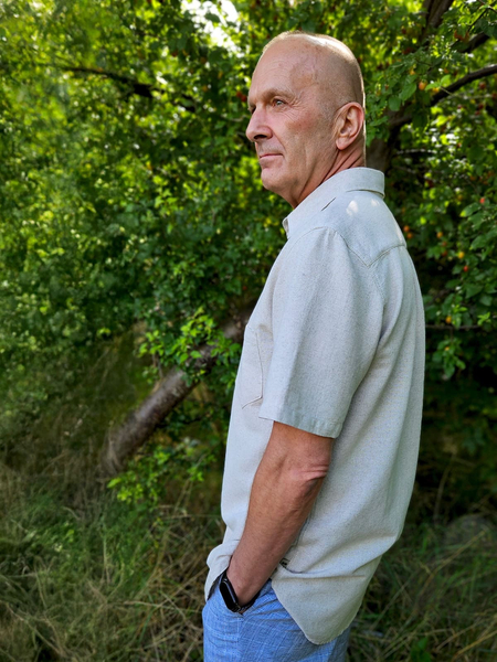 Koszula z krótkim rękawem bawełniano-konopna naturalny
