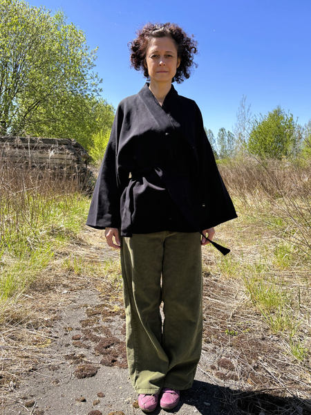 Kimono bawełniano-konopne czarne