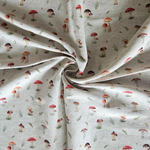 Cotton-hemp fabric PRINT “MUSHROOMS” – PLAIN weave (3 m)