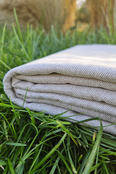 Tkanina konopno-bawełniana naturalna 50/50 - splot skośny jeans (2 m)