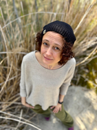 Thin knit hemp-cotton beanie, black