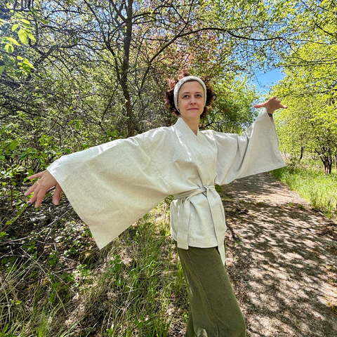 Kimono bawełniano-konopne naturalne