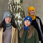 Hemp-cotton beanie with a small logo (mustard)