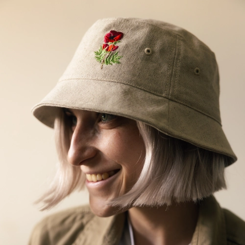 Kapelusz bawełniano-konopny BUCKET HAT “Mak” - (naturalny)